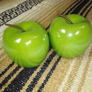 GLASS APPLES SET OF 2 SIZE OF REAL APPLES HOME DECOR